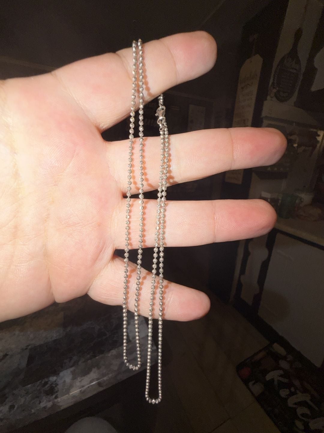 925 Sterling Silver Italian Diamond-Cut Ball Bead Chain Necklace 28 inch