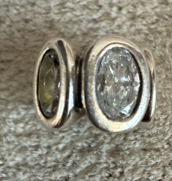 Pandora Oval Clear April Birthstone Charm .925 ALE