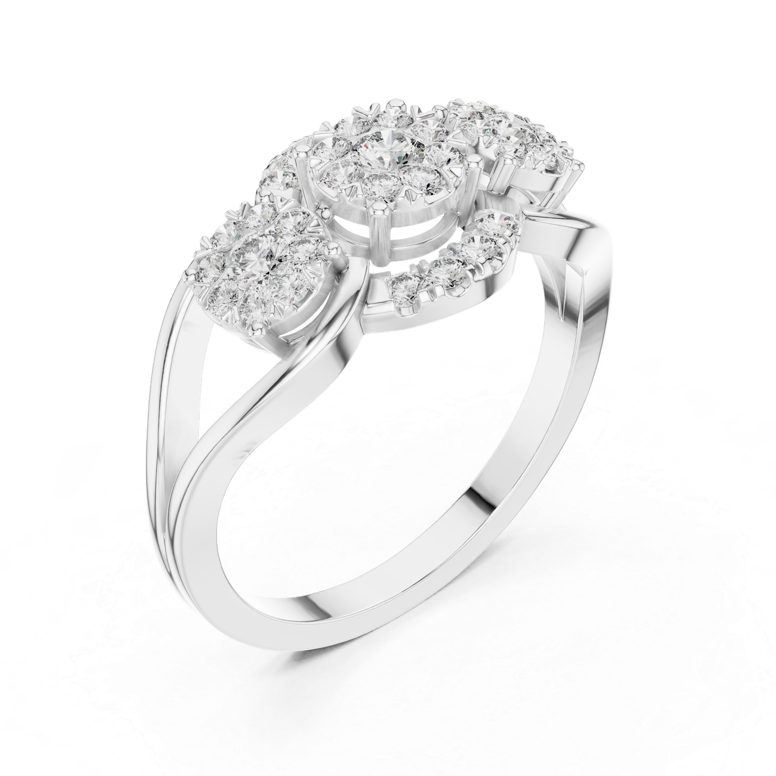Certfied 35 Pc Round VVS1 White Diamond Designer Wedding Ring 925 Silver G324