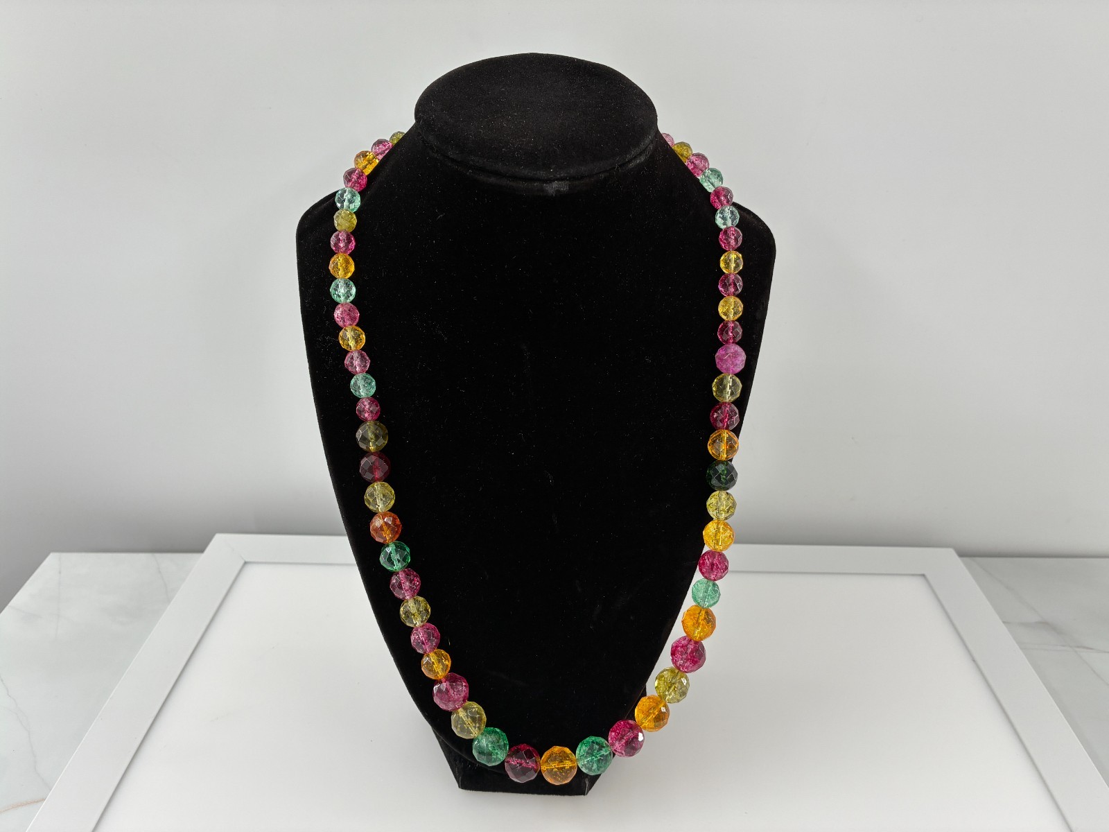 Jay King DTR Multicolored Gemstone Graduated Bead Necklace Translucent Rainbow
