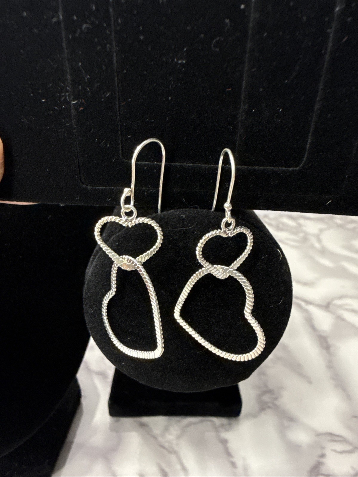 Sterling Silver 925 Heart Dangle Earrings