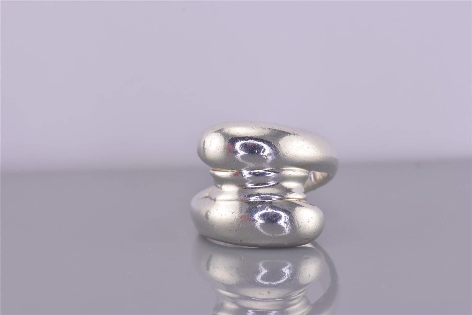 Sterling Silver 19mm Puffy Tapered Bypassing Band Ring 10g 925 Sz: 8